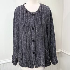 Flax Size S Cardigan Jacket Top 100% Linen Woven Button Up Oversized Lagenlook